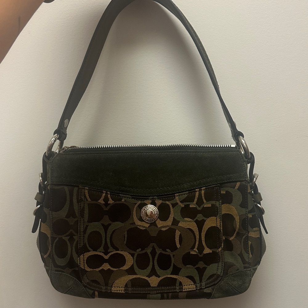 Vintage Y2K Green and Brown Coach Shoulder bag